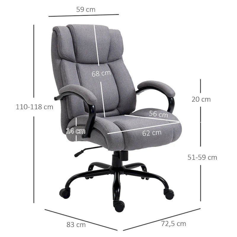 Sedia da ufficio alta con schienale in lino grigio chiaro, 1 persona, capacità 220 kg
