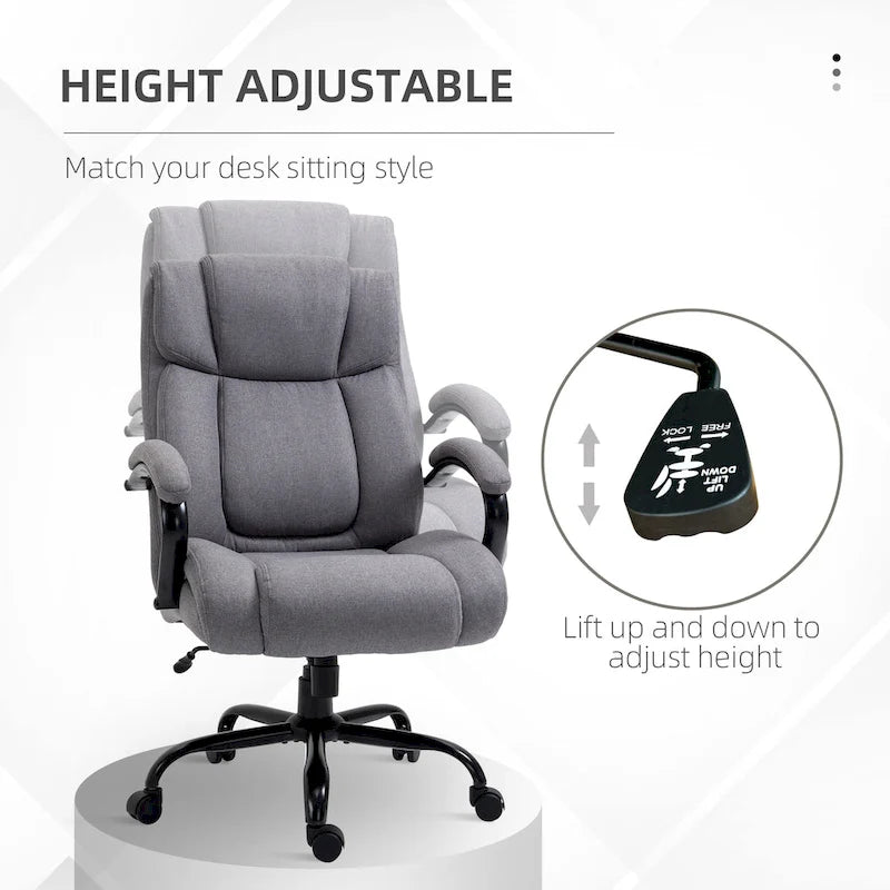 Sedia da ufficio alta con schienale in lino grigio chiaro, 1 persona, capacità 220 kg