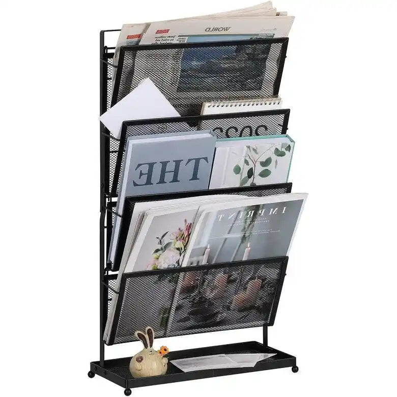 Organizer da Scrivania a 4 Ripiani in Metallo Bianco/Nero, Monoutente