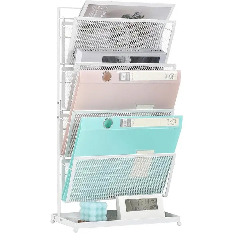 Organizer da Scrivania a 4 Ripiani in Metallo Bianco/Nero, Monoutente