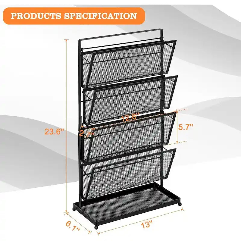 Organizer da Scrivania a 4 Ripiani in Metallo Bianco/Nero, Monoutente