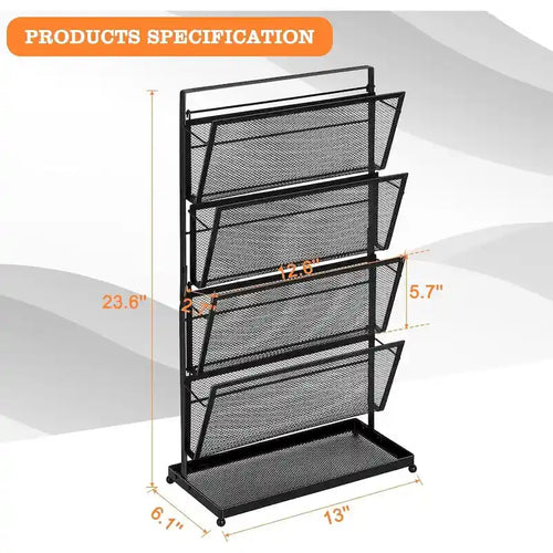 Organizer da Scrivania a 4 Ripiani in Metallo Bianco/Nero, Monoutente