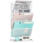 Organizer da Scrivania a 4 Ripiani in Metallo Bianco/Nero, Monoutente