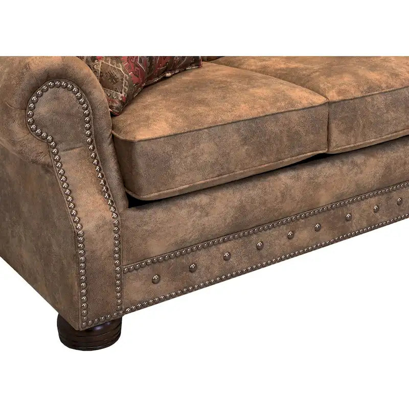 Divano Letto Marrone in Tessuto Scamosciato & Set 2 Poltrone, 3 Posti