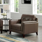 Poltrona accent mid-century Granite Brown, pelle di alta qualità, 1 posto