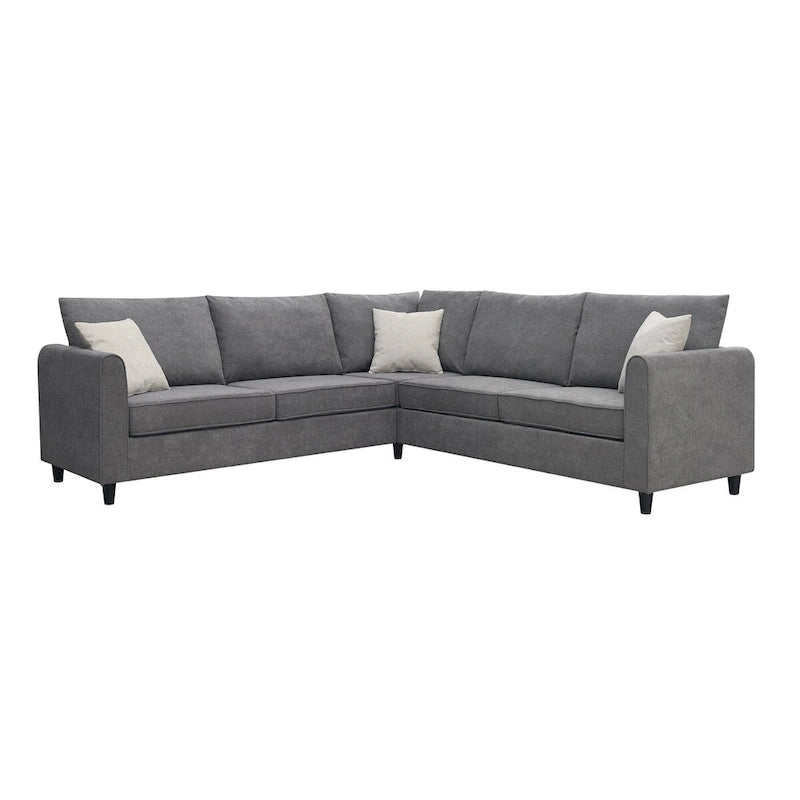 91-inch Modern L-shaped Upholstered Sectional Sofa with Three Pillows - 91 W x 91 D x 33.5 H