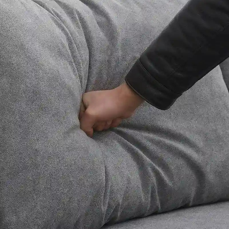 Divano sezionale angolare in tessuto grigio, lato sinistro, 3-4 posti a sedere