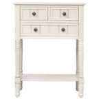 Tavolo consolle da divano anticato con 3 cassetti e ripiano inferiore – Bianco sporco / Blu marino / Blu antico / Espresso / Grigio lavato