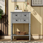 Tavolo consolle da divano anticato con 3 cassetti e ripiano inferiore – Bianco sporco / Blu marino / Blu antico / Espresso / Grigio lavato
