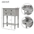 Tavolo consolle da divano anticato con 3 cassetti e ripiano inferiore – Bianco sporco / Blu marino / Blu antico / Espresso / Grigio lavato