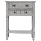 Tavolo consolle da divano anticato con 3 cassetti e ripiano inferiore – Bianco sporco / Blu marino / Blu antico / Espresso / Grigio lavato