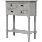 Tavolo consolle da divano anticato con 3 cassetti e ripiano inferiore – Bianco sporco / Blu marino / Blu antico / Espresso / Grigio lavato