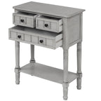 Tavolo consolle da divano anticato con 3 cassetti e ripiano inferiore – Bianco sporco / Blu marino / Blu antico / Espresso / Grigio lavato