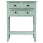 Tavolo consolle da divano anticato con 3 cassetti e ripiano inferiore – Bianco sporco / Blu marino / Blu antico / Espresso / Grigio lavato