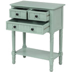 Tavolo consolle da divano anticato con 3 cassetti e ripiano inferiore – Bianco sporco / Blu marino / Blu antico / Espresso / Grigio lavato