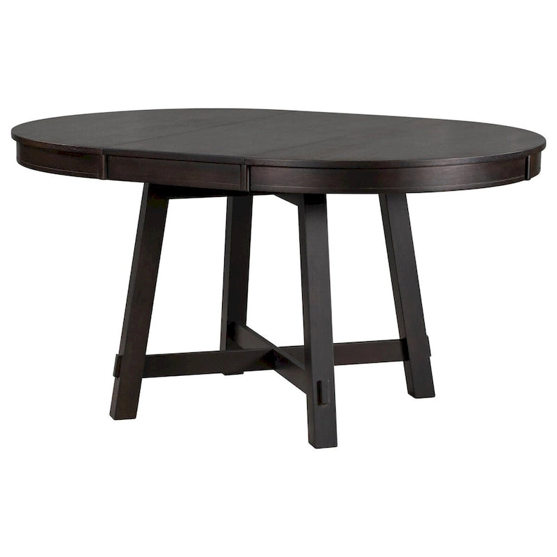 Tavolo da pranzo allungabile rotondo Espresso/Naturale, base a X, 4-6 posti a sedere