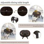 Tavolo da pranzo allungabile rotondo Espresso/Naturale, base a X, 4-6 posti a sedere