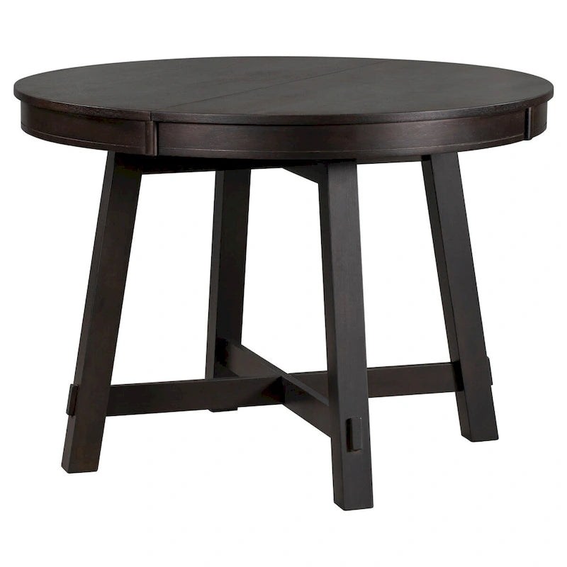 Tavolo da pranzo allungabile rotondo Espresso/Naturale, base a X, 4-6 posti a sedere