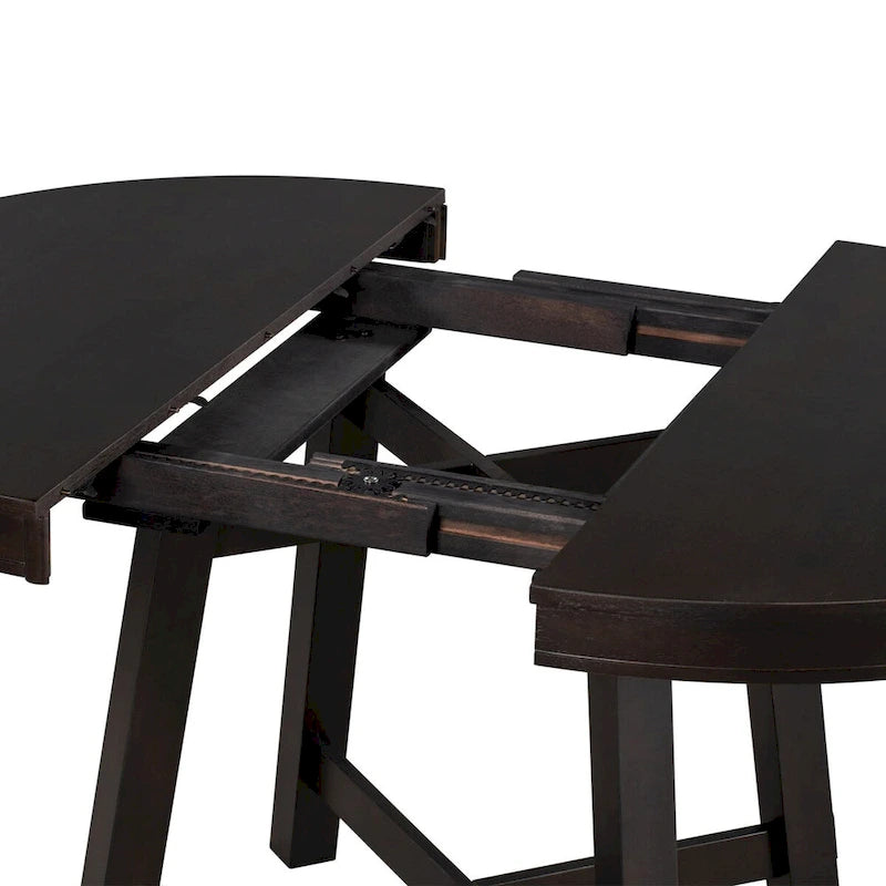Tavolo da pranzo allungabile rotondo Espresso/Naturale, base a X, 4-6 posti a sedere