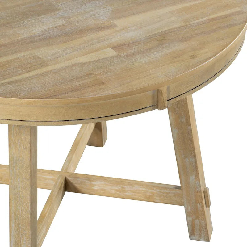 Tavolo da pranzo allungabile rotondo Espresso/Naturale, base a X, 4-6 posti a sedere