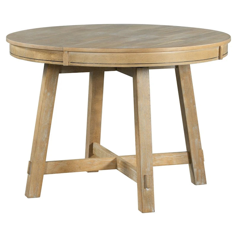 Tavolo da pranzo allungabile rotondo Espresso/Naturale, base a X, 4-6 posti a sedere