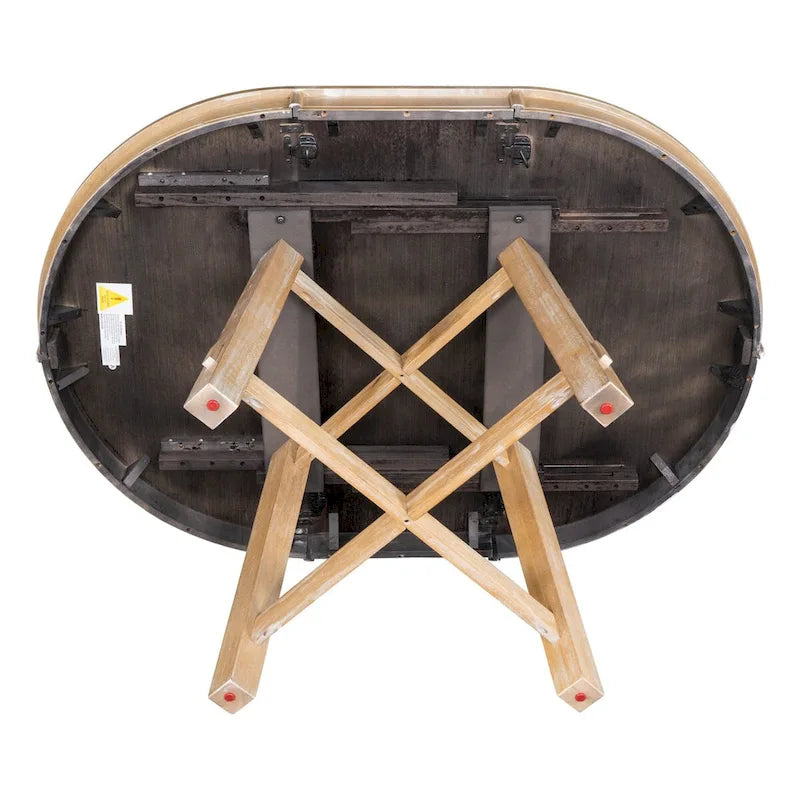 Tavolo da pranzo allungabile rotondo Espresso/Naturale, base a X, 4-6 posti a sedere