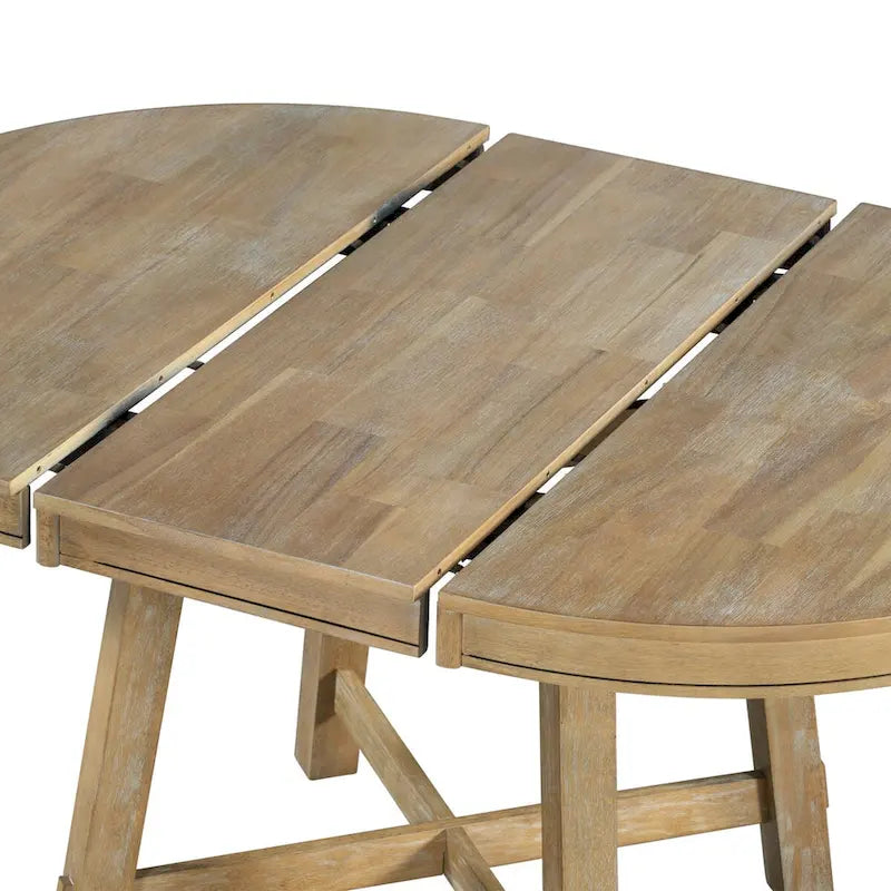 Tavolo da pranzo allungabile rotondo Espresso/Naturale, base a X, 4-6 posti a sedere