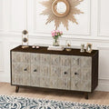 Credenza vintage a 4 ante marrone/nera, stile antico