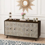 Credenza vintage a 4 ante marrone/nera, stile antico
