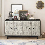 Credenza vintage a 4 ante marrone/nera, stile antico