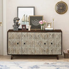 Credenza vintage a 4 ante marrone/nera, stile antico