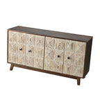 Credenza vintage a 4 ante marrone/nera, stile antico