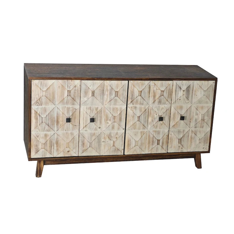 Credenza vintage a 4 ante marrone/nera, stile antico