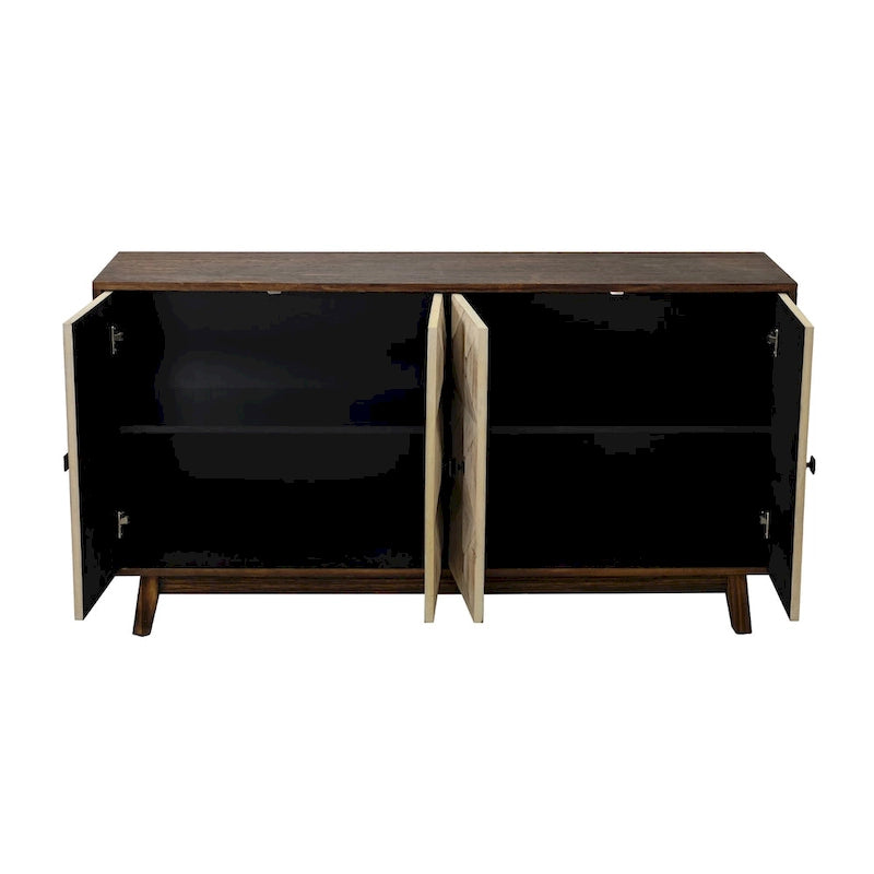 Credenza vintage a 4 ante marrone/nera, stile antico