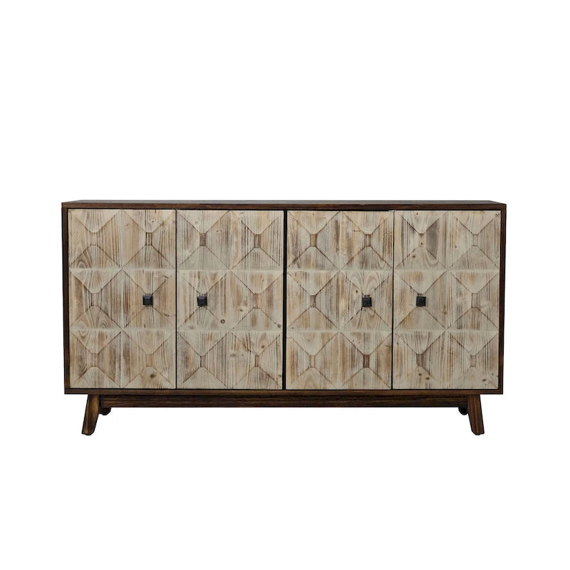 Credenza vintage a 4 ante marrone/nera, stile antico