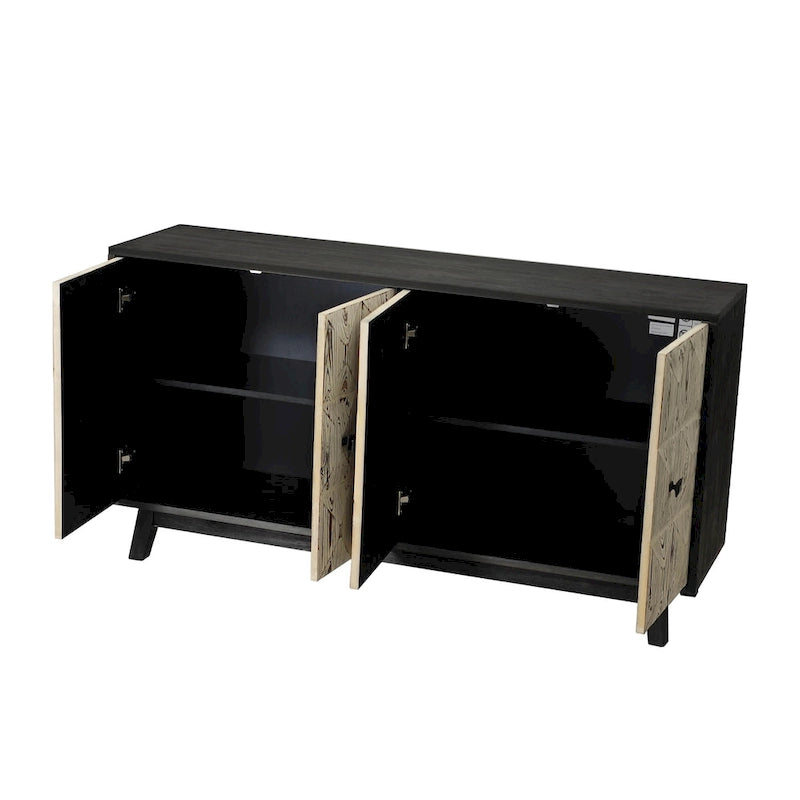 Credenza vintage a 4 ante marrone/nera, stile antico
