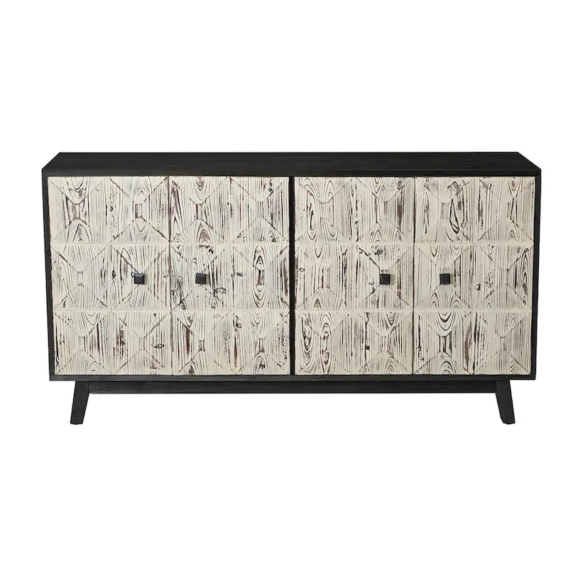 Credenza vintage a 4 ante marrone/nera, stile antico