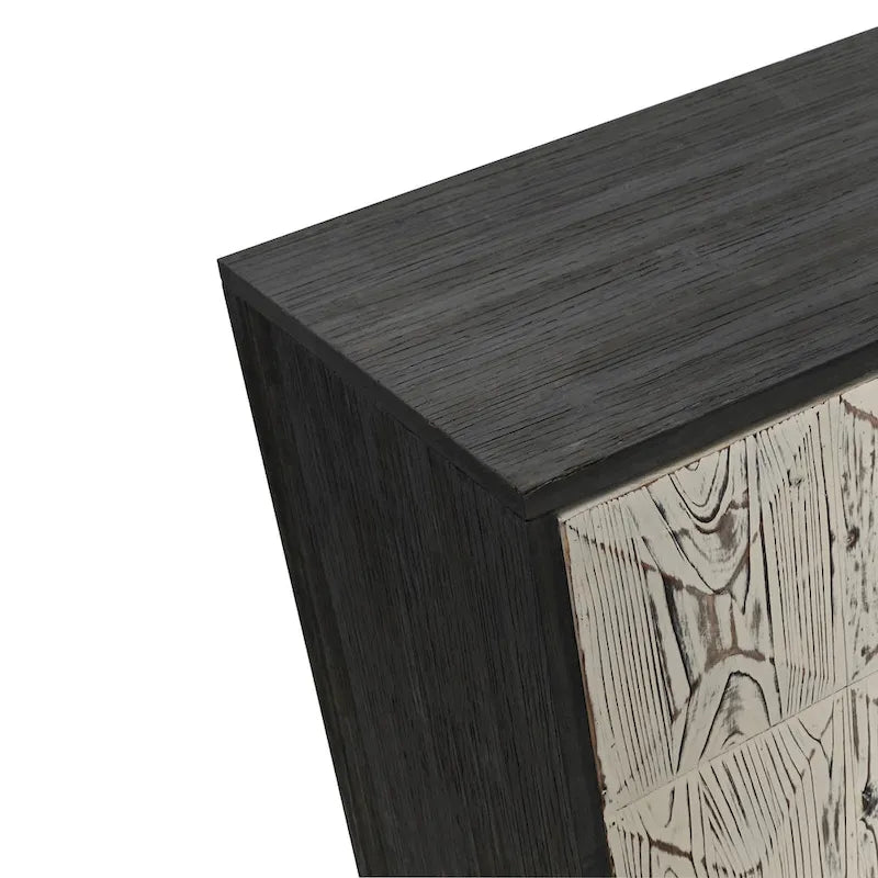 Credenza vintage a 4 ante marrone/nera, stile antico