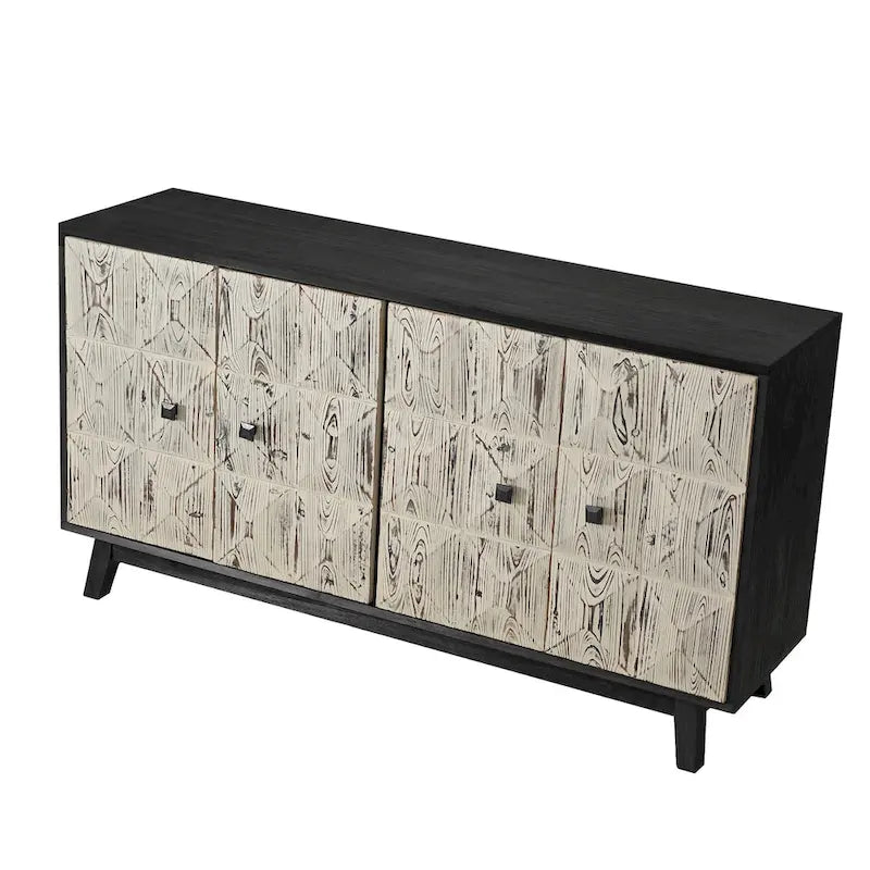 Credenza vintage a 4 ante marrone/nera, stile antico