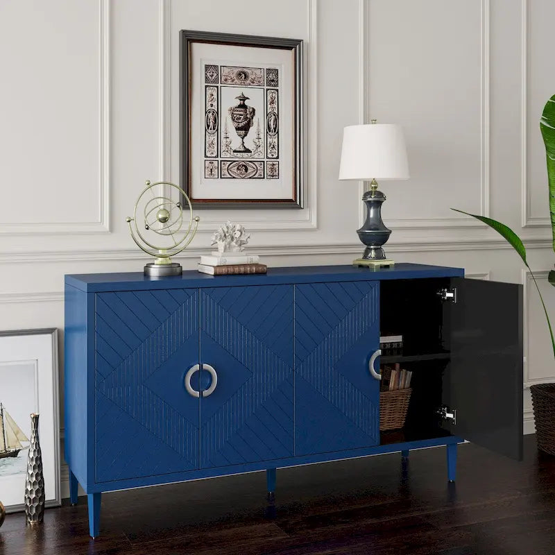 Mobile Contenitore a 4 Ante Blu/Grigio per 1 (Stile Credenza)