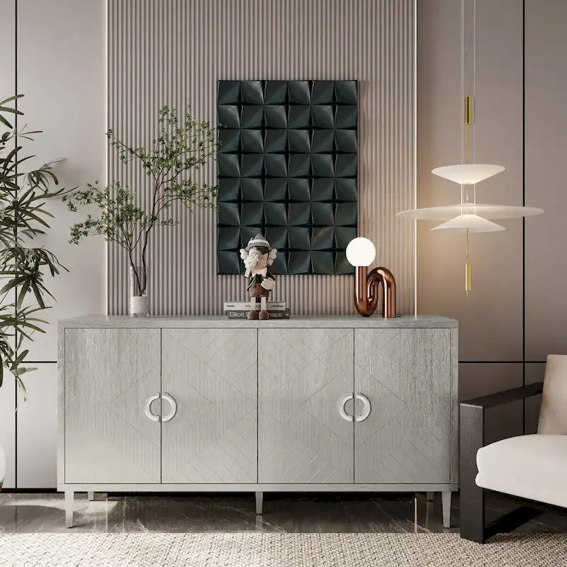 Mobile Contenitore a 4 Ante Blu/Grigio per 1 (Stile Credenza)