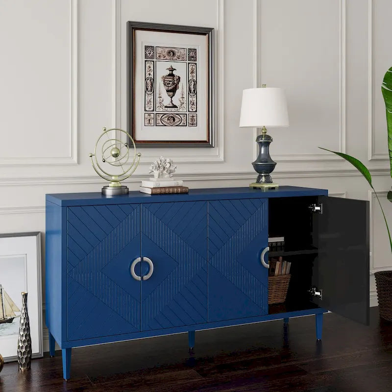 Mobile Contenitore a 4 Ante Blu/Grigio per 1 (Stile Credenza)