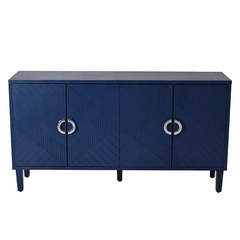 Mobile Contenitore a 4 Ante Blu/Grigio per 1 (Stile Credenza)