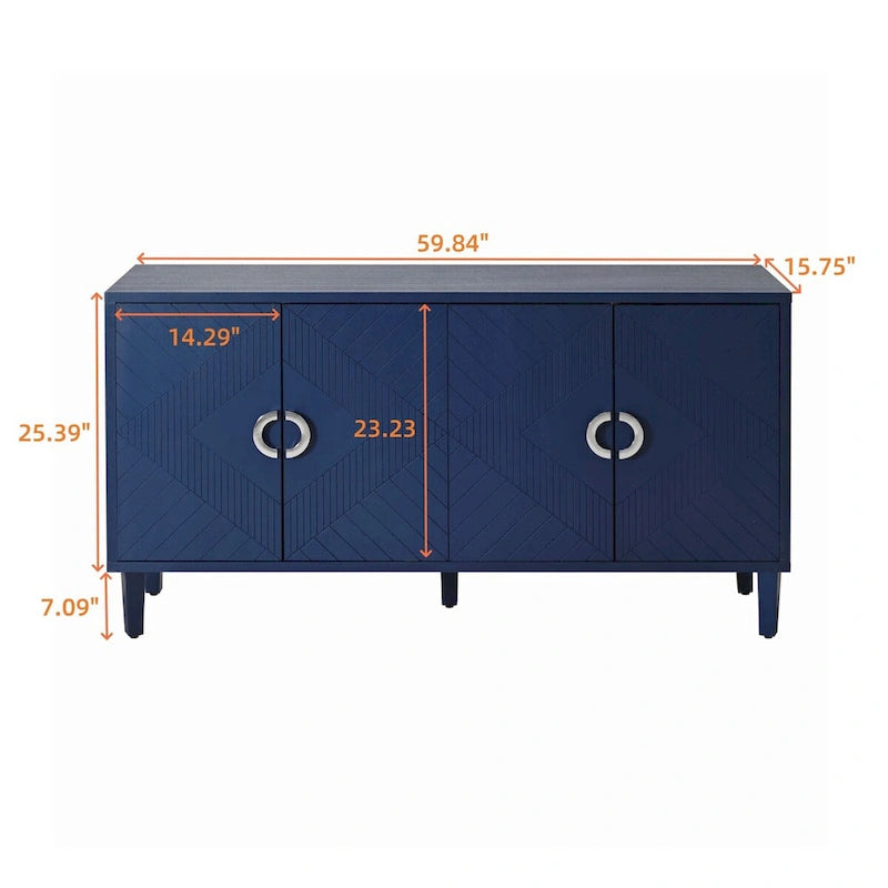 Mobile Contenitore a 4 Ante Blu/Grigio per 1 (Stile Credenza)