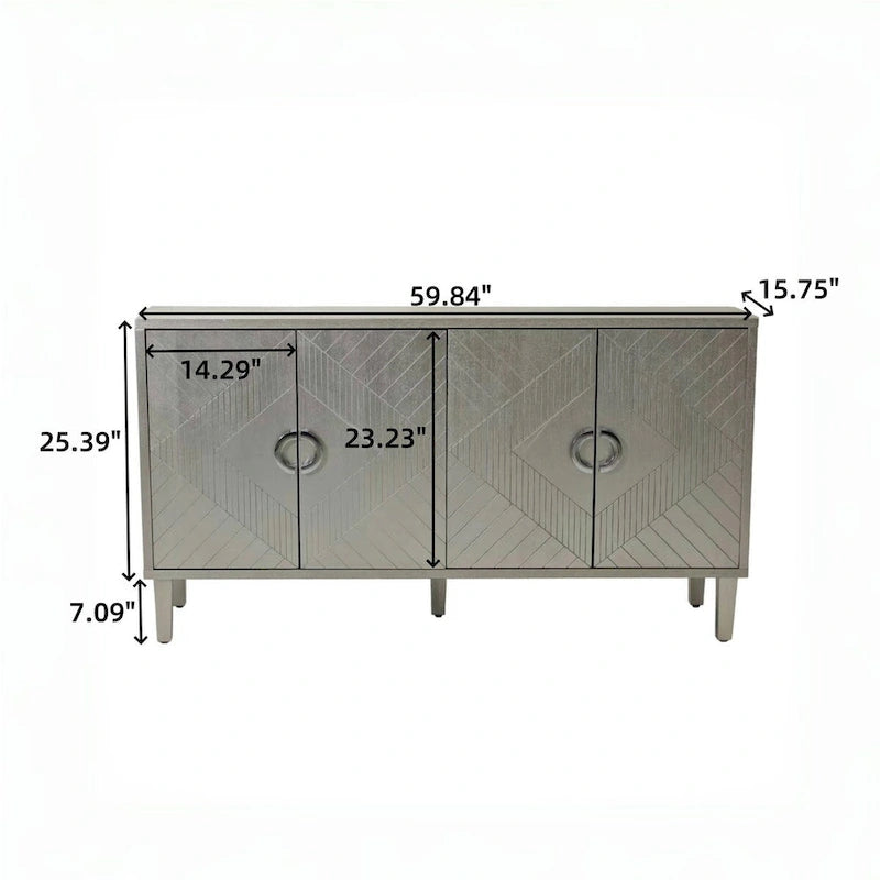 Mobile Contenitore a 4 Ante Blu/Grigio per 1 (Stile Credenza)