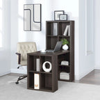 Scrivania a L color Moka con libreria a 12 scomparti, utente singolo