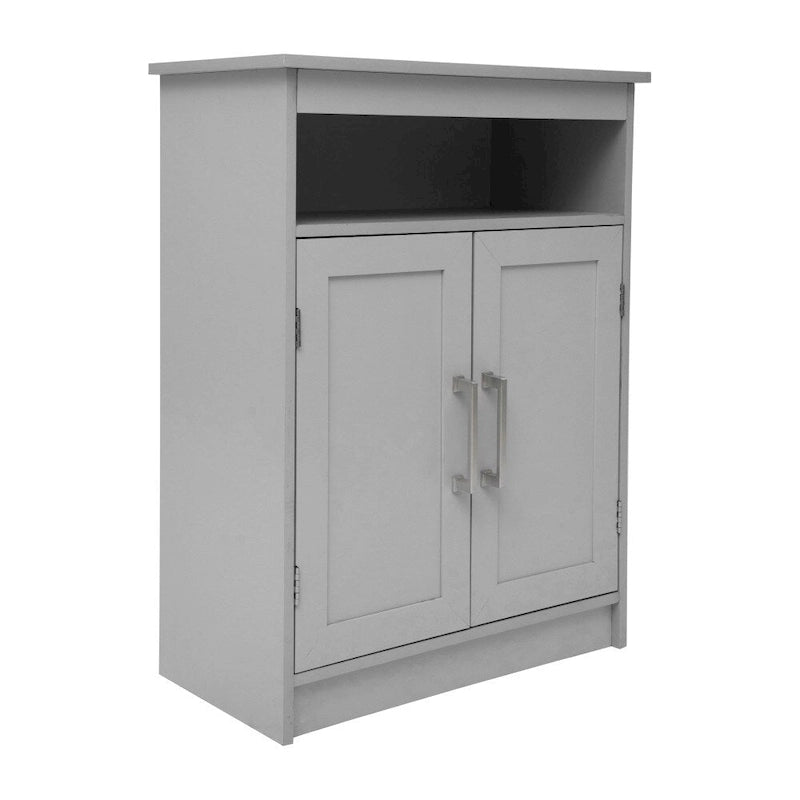 Mobiletto da bagno a pavimento autoportante bianco/grigio, con 2 ante, montaggio da 1 persona