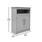 Mobiletto da bagno a pavimento autoportante bianco/grigio, con 2 ante, montaggio da 1 persona