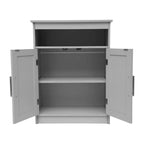 Mobiletto da bagno a pavimento autoportante bianco/grigio, con 2 ante, montaggio da 1 persona