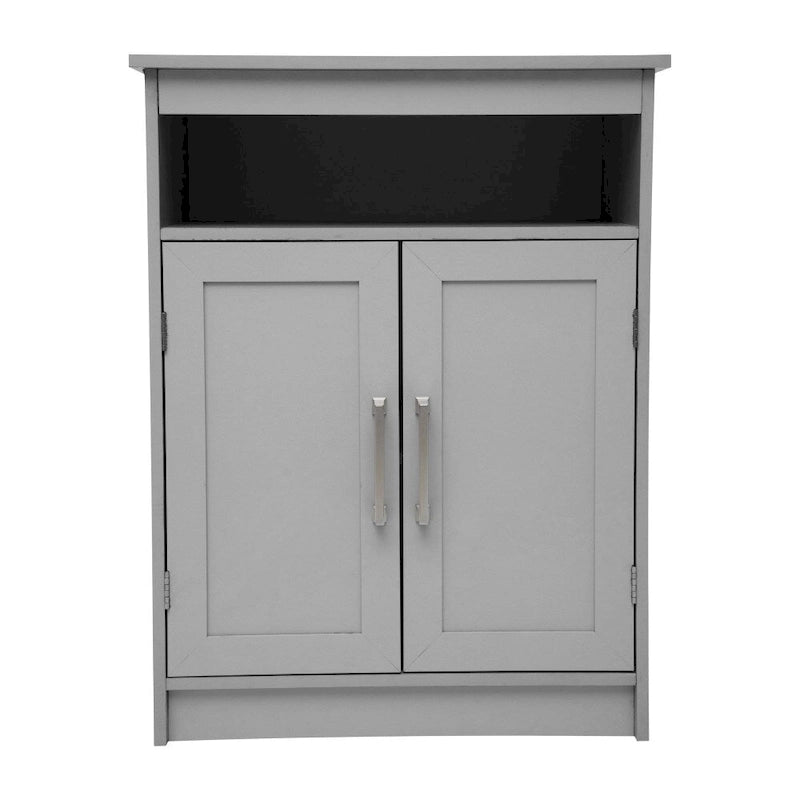 Mobiletto da bagno a pavimento autoportante bianco/grigio, con 2 ante, montaggio da 1 persona